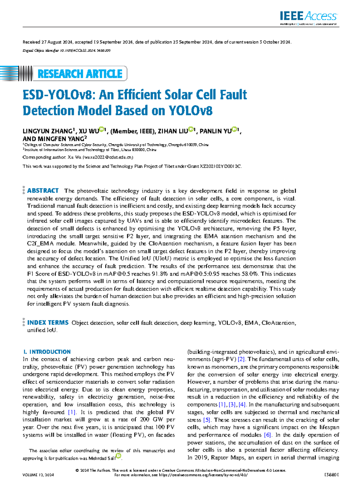 Solar CELL UNIT Detection - Received 27 August 2024, accepted 19 ...
