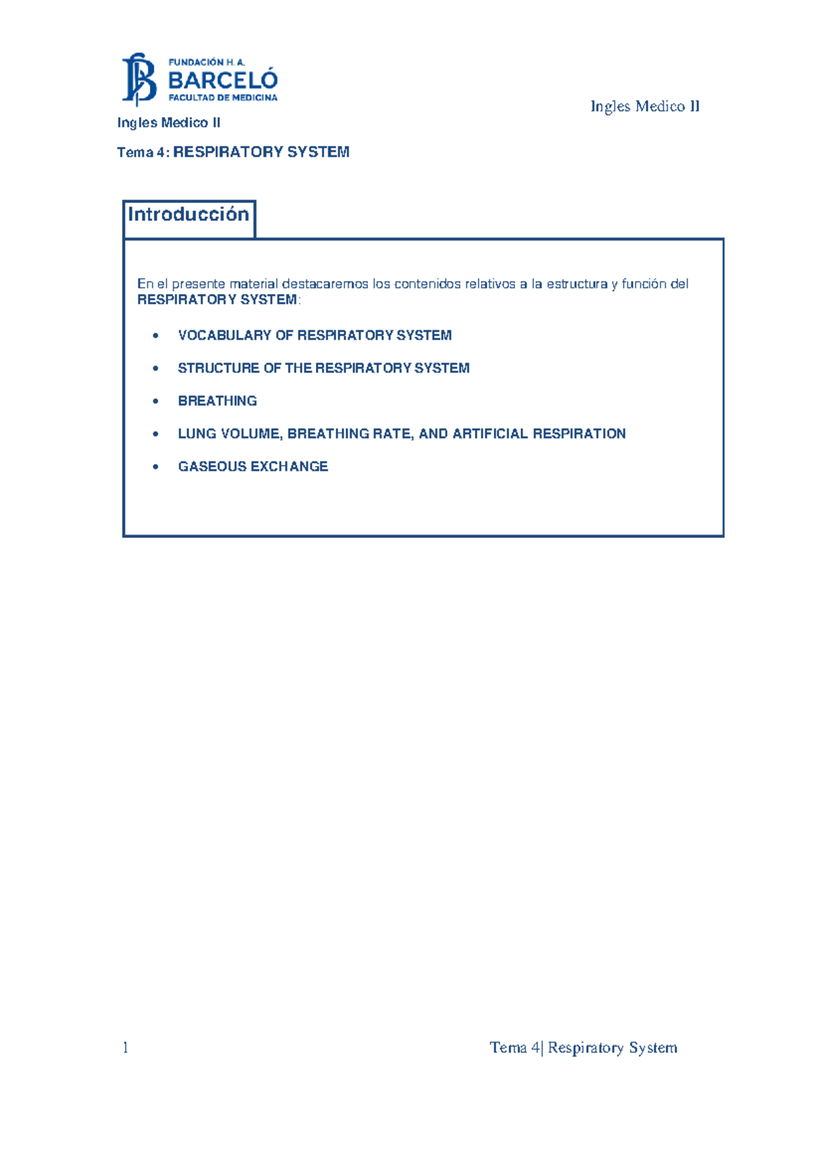 IM2 Tema 4: Respiratory System Overview and Key Concepts - Studocu