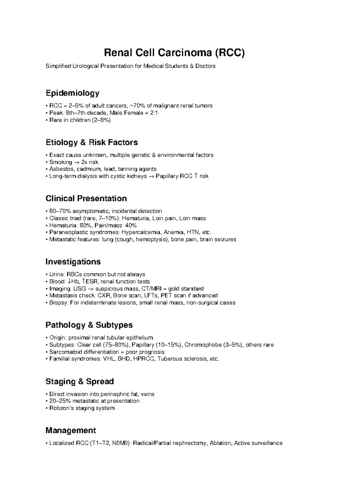 RCC Simplified Presentation for Medical Students: Key Insights and ...