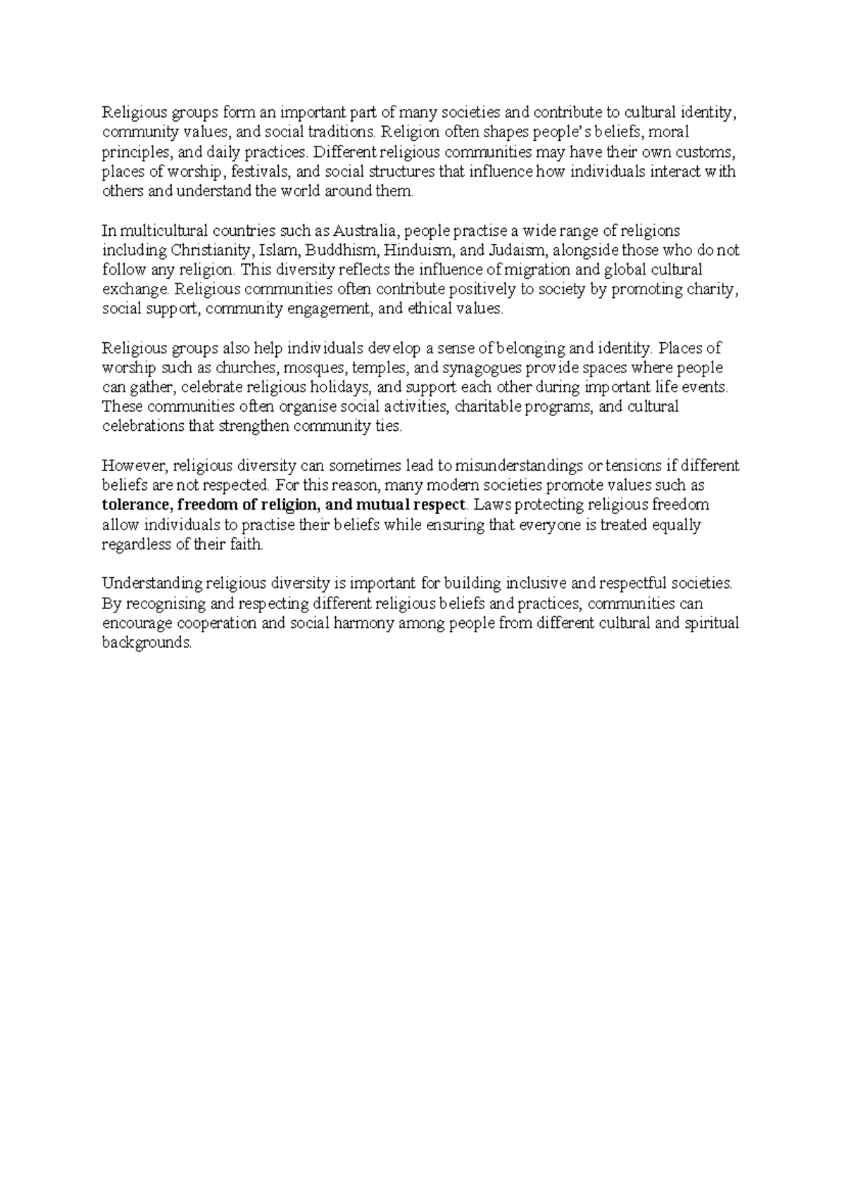 Religion - Notes on Cultural Identity and Community Values - Studocu