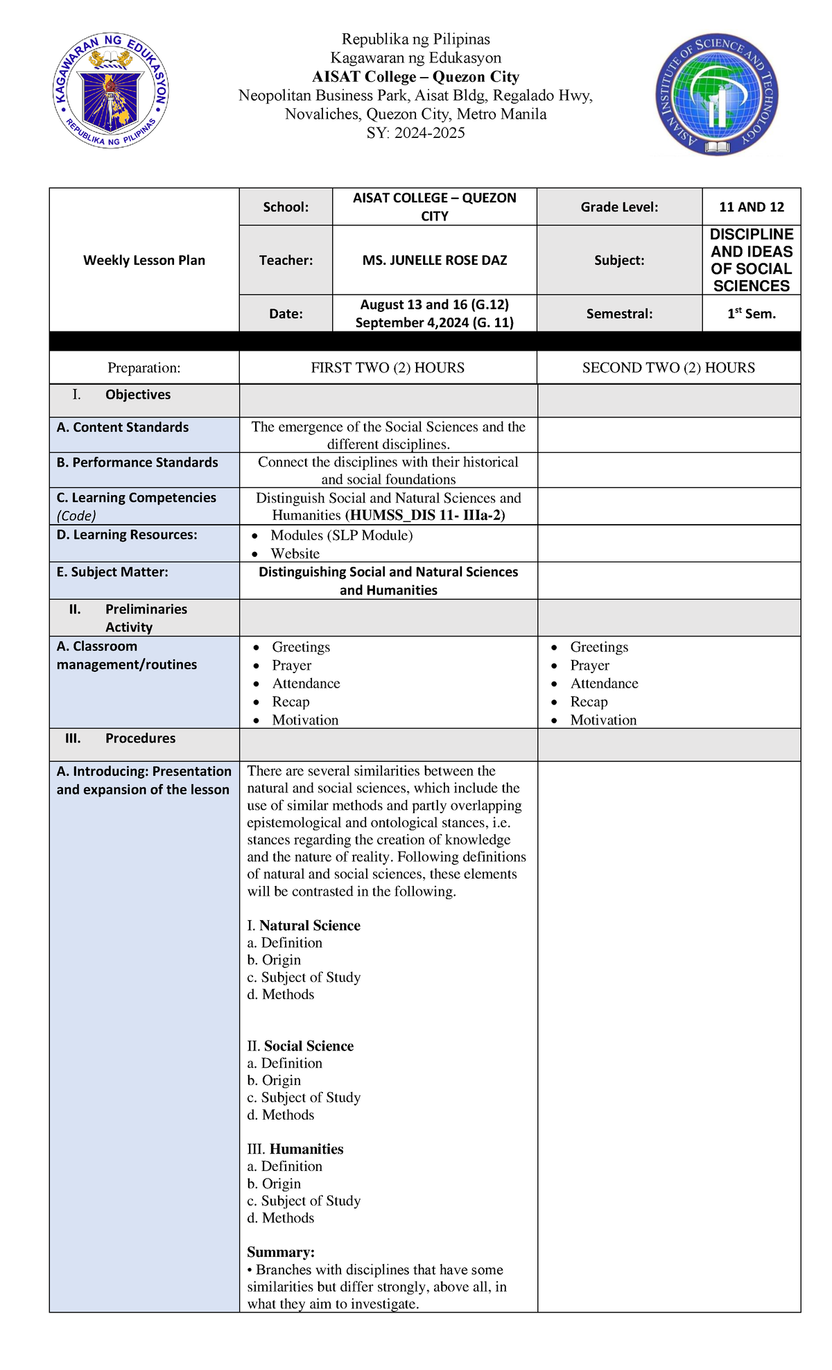 DISS Week 2 Module 2 - Understanding Social vs Natural Sciences - Studocu