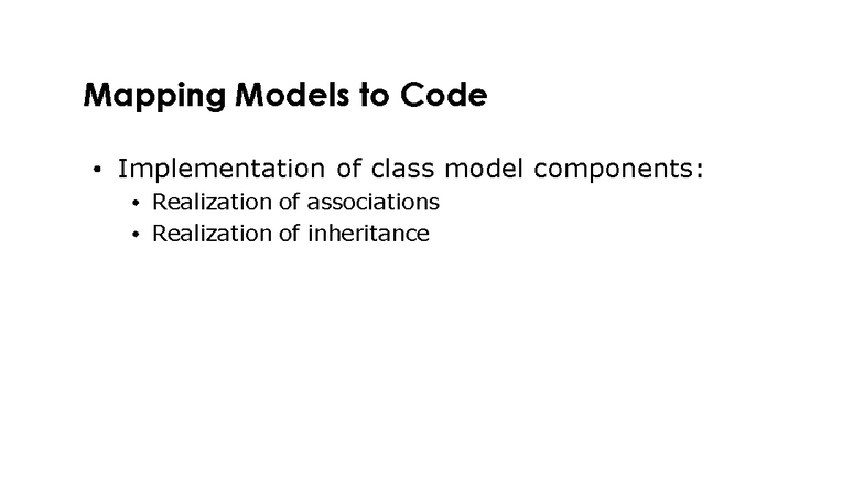 Mapping Models to Code: Transformations in Java (SE 1) - Studocu