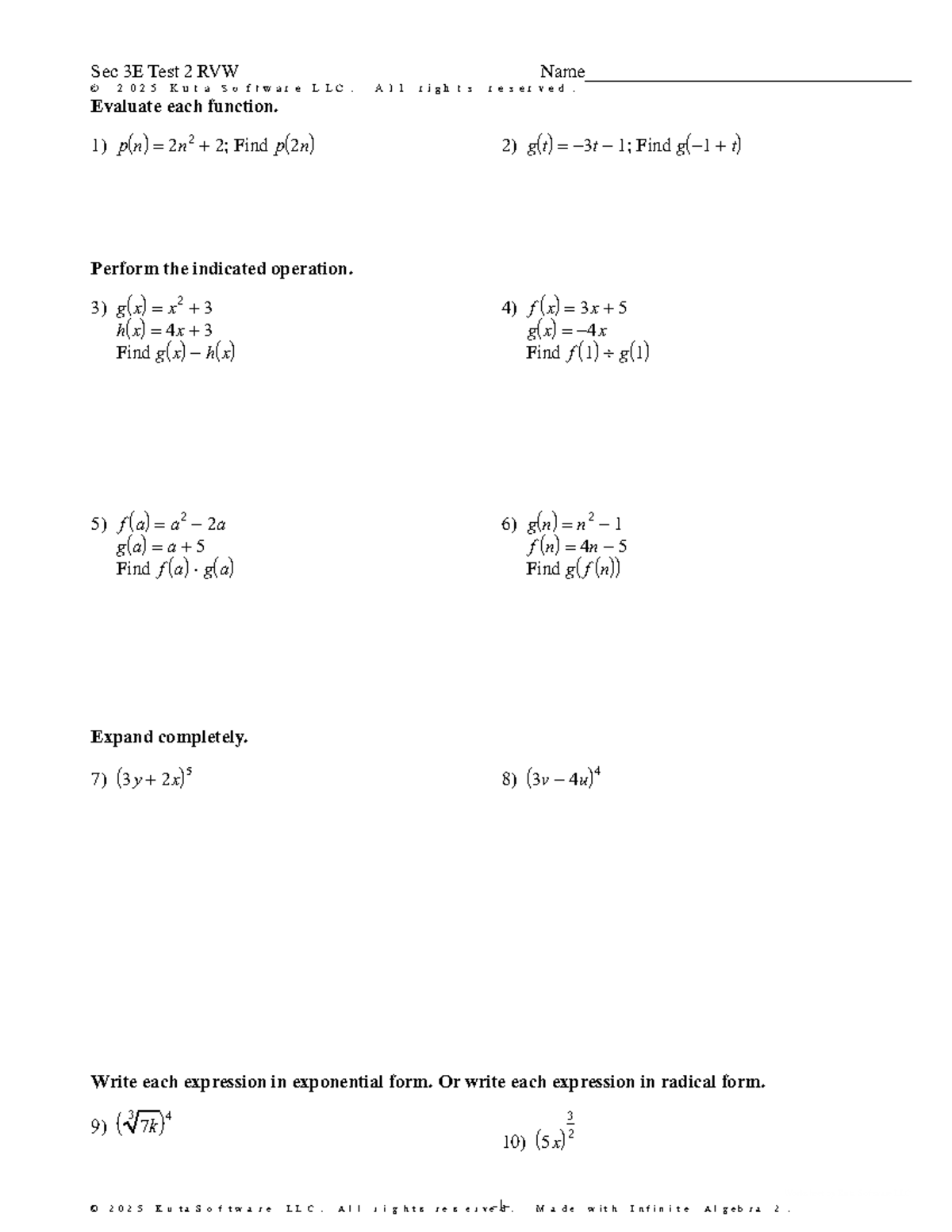 Test 2 RVW - Math Class Review Notes - Studocu