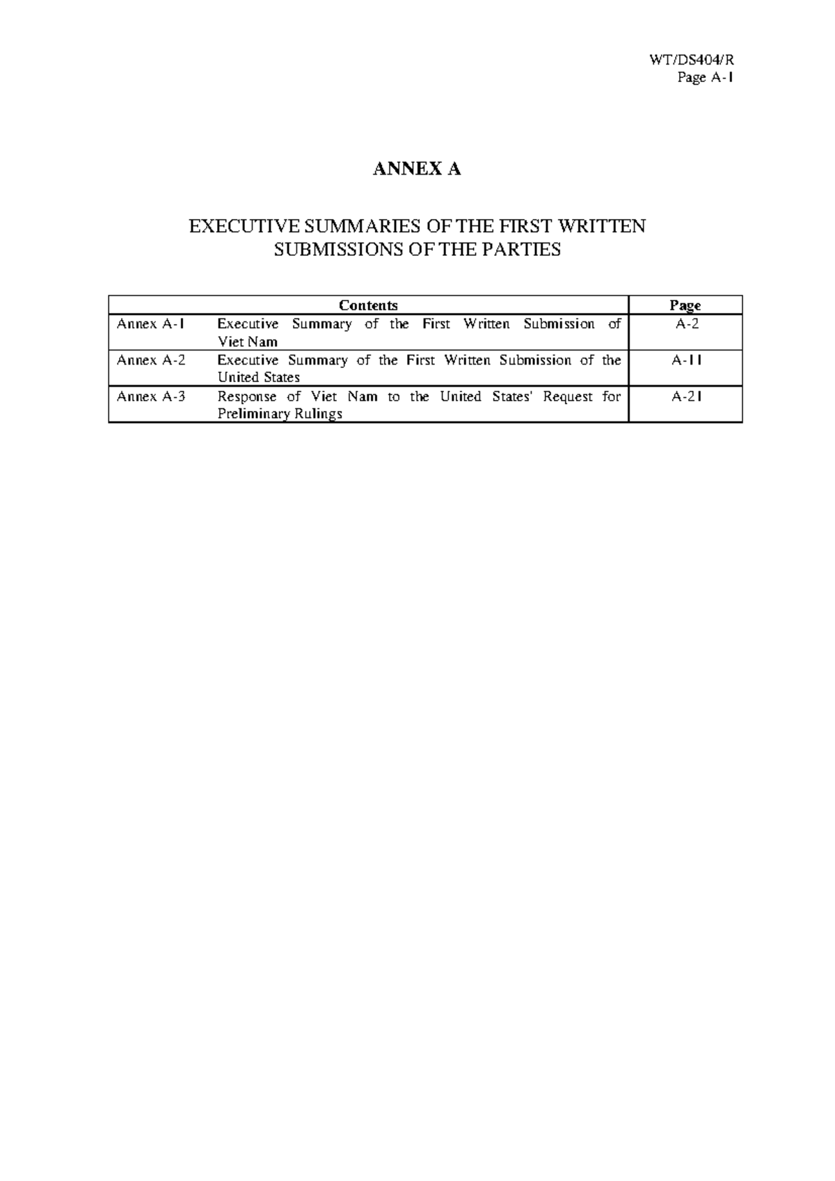 404R-02 - Executive Summaries of First Written Submissions on US ...