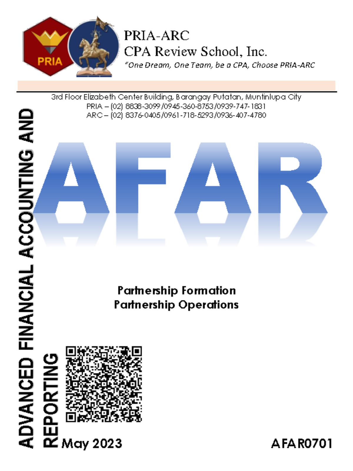AFAR0701 Partnership Formation & Operations Lecture Notes May 2023 ...