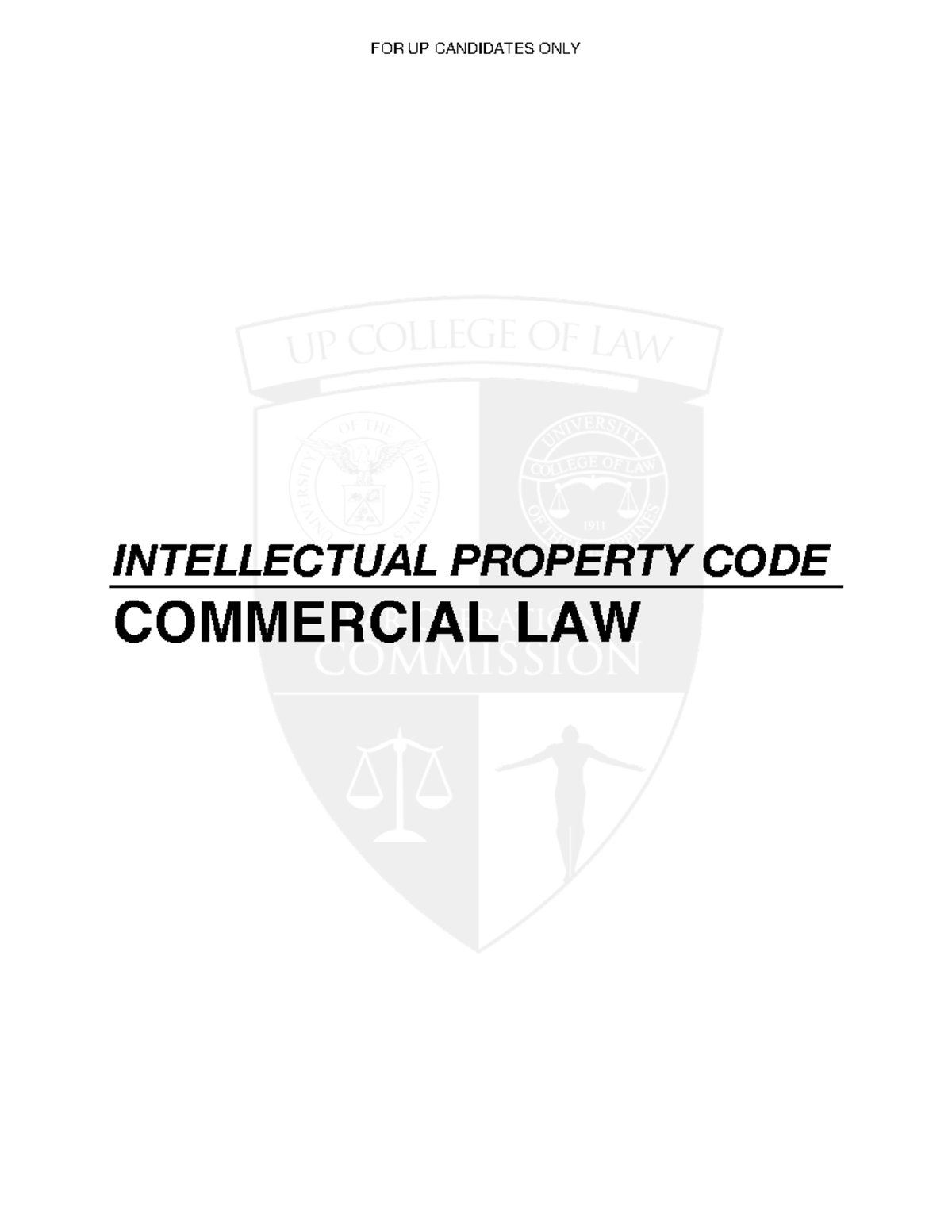 IP LAW (UP) - Comprehensive Guide to Intellectual Property Code - Studocu