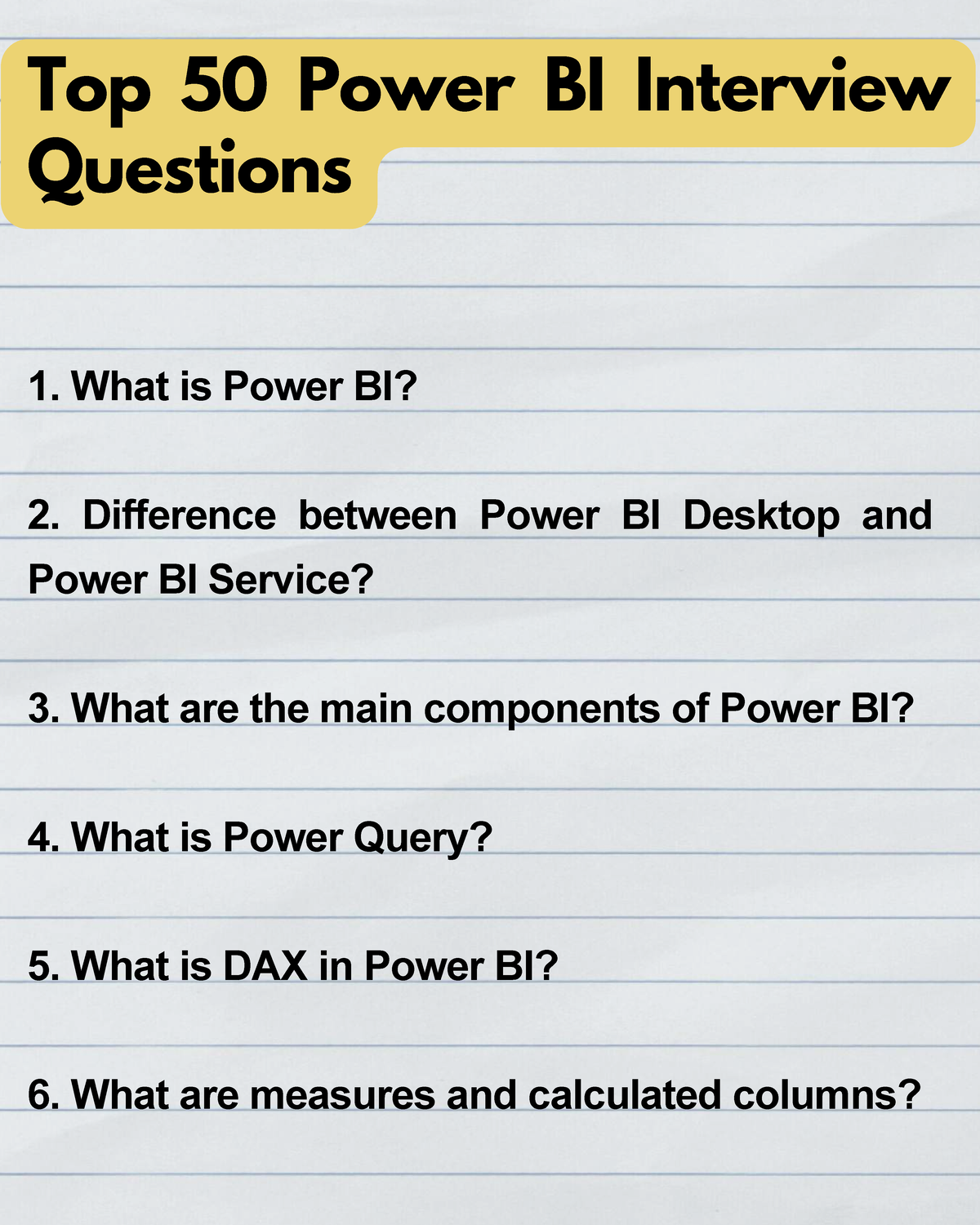 Top 50 Power BI Interview Questions and Answers - Studocu