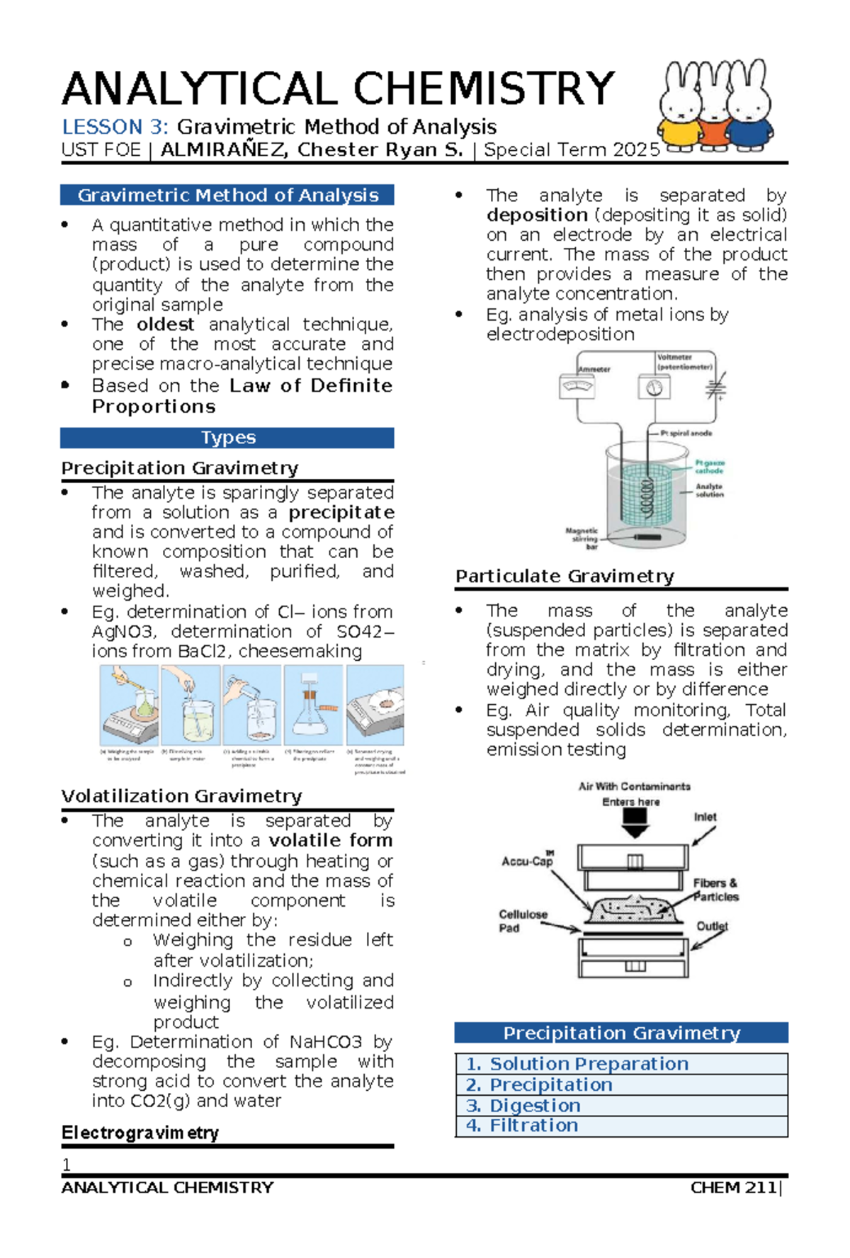 ANALYTICAL CHEMISTRY CHEM 2025: Gravimetric Method of Analysis Lesson 3 ...