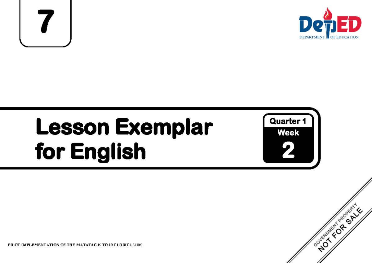 7 Lesson Exemplar for English 7: MATATAG K to 10 Curriculum Q1 W2 - Studocu