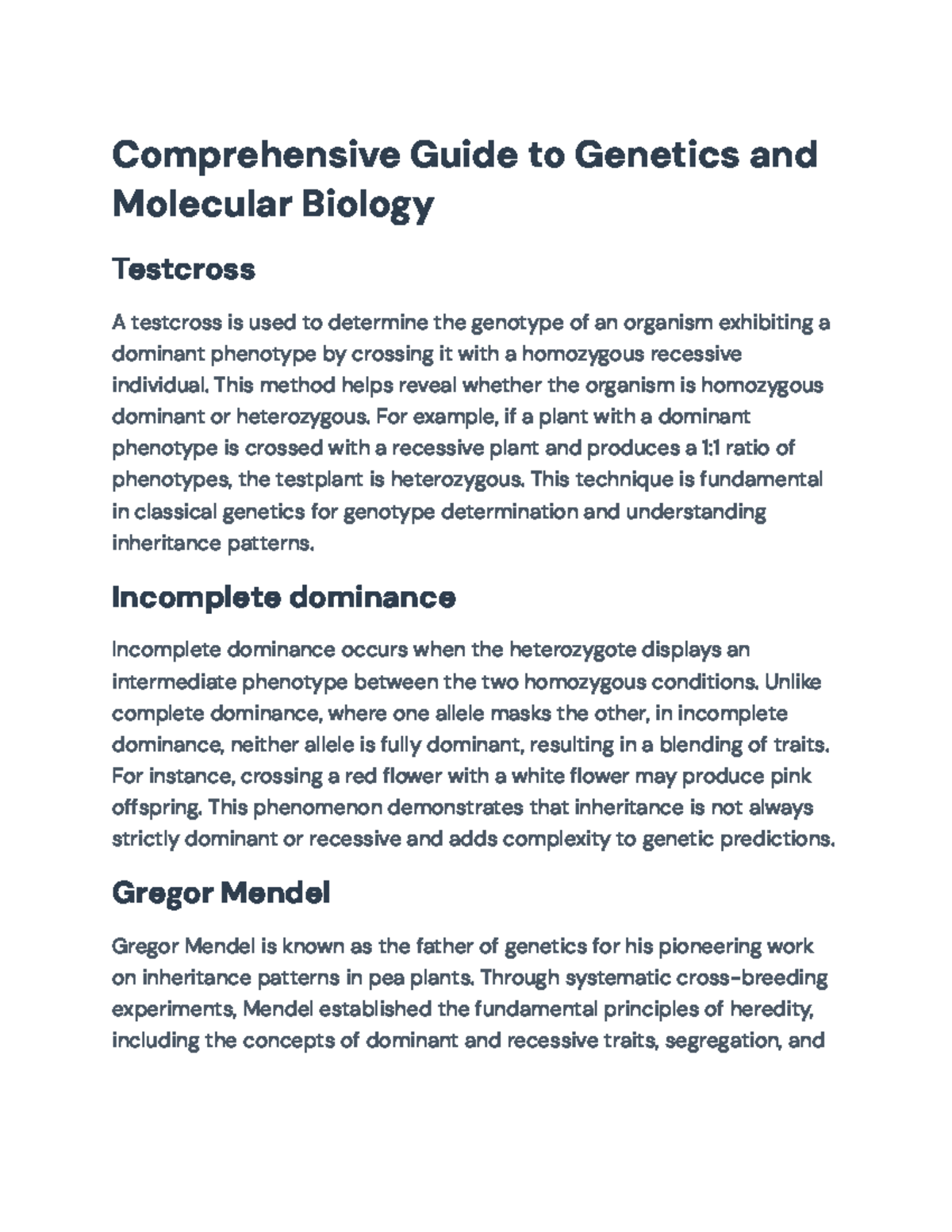 Comprehensive Guide to Genetics and Molecular Biology (BIOL 101) Exam ...