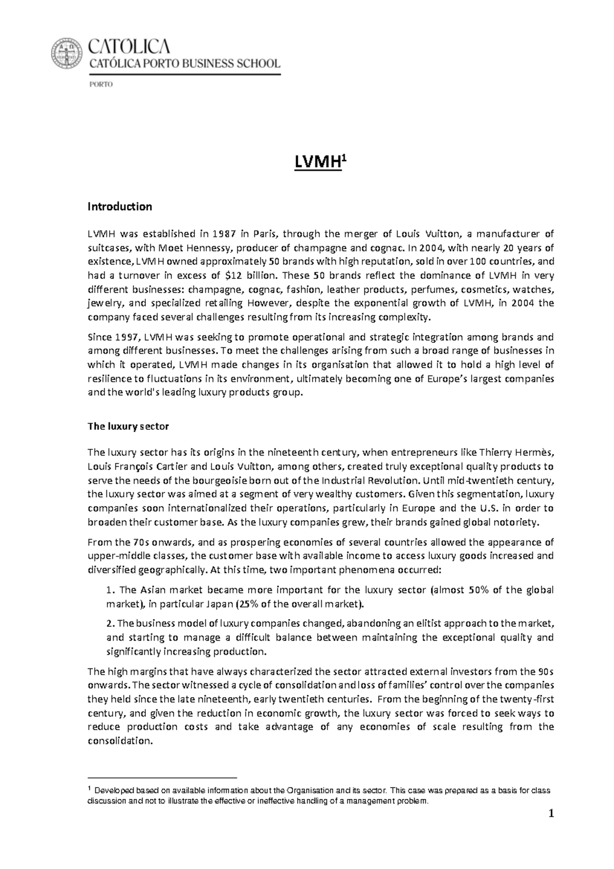 Case Study Analysis: LVMH's Growth, Strategy, and Challenges - Studocu