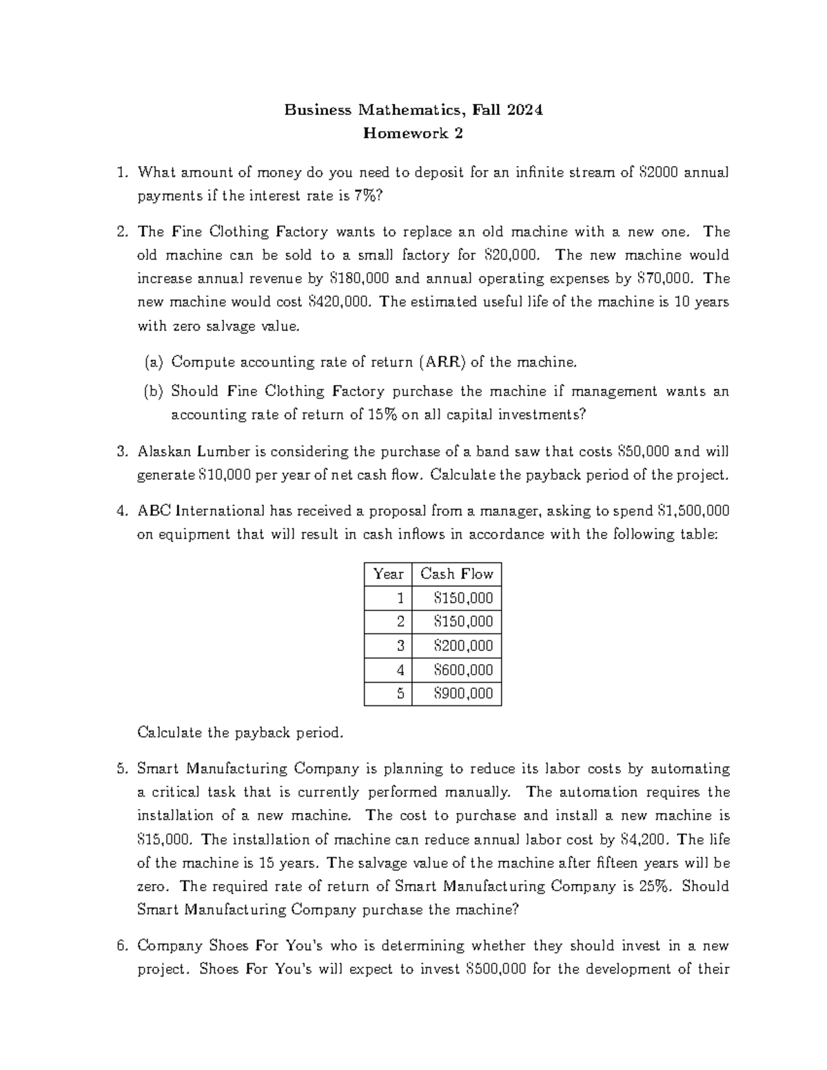 Business Mathematics (Fall 2024) - Homework 2 Analysis and Calculations ...