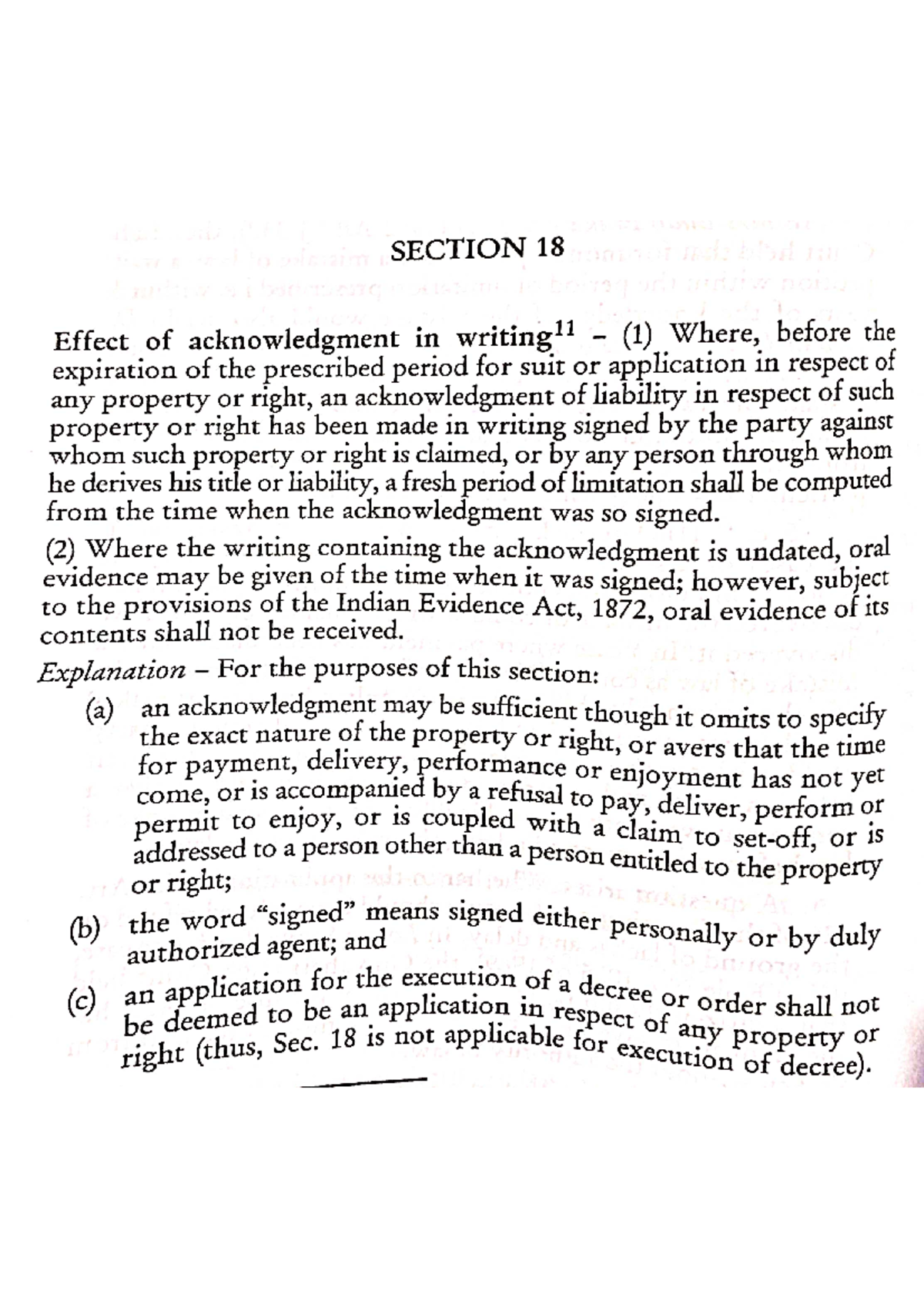 Unit 2 - Legal ethics- sec 18-19 limitation act - SECTION 18 Effect of ...