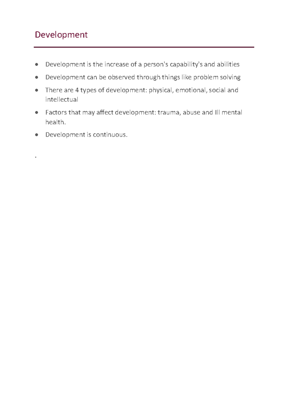 Word - i don't know - 7372 - Development • Development is the increase ...