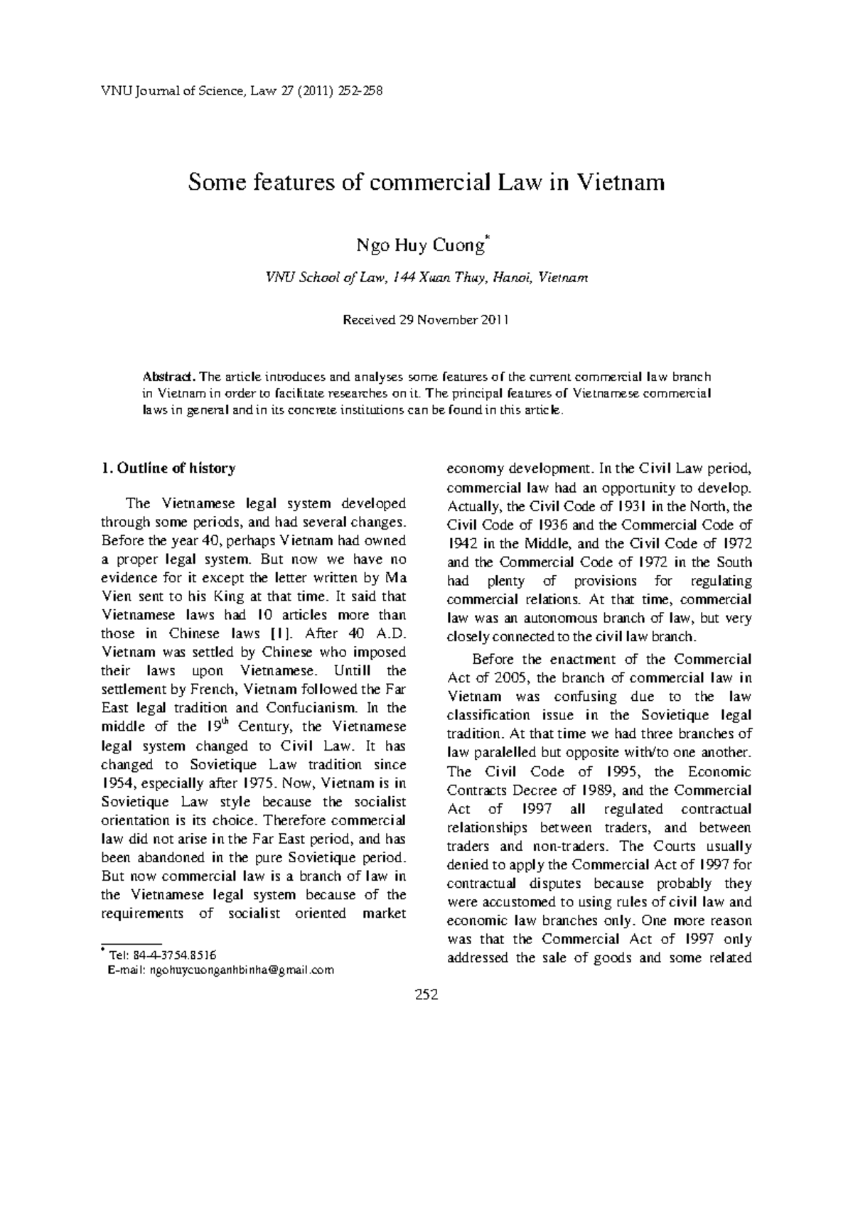 1003 1 1948 1 10 2016 0518 - VNU Journal of Science, Law 27 (2011) 252 ...