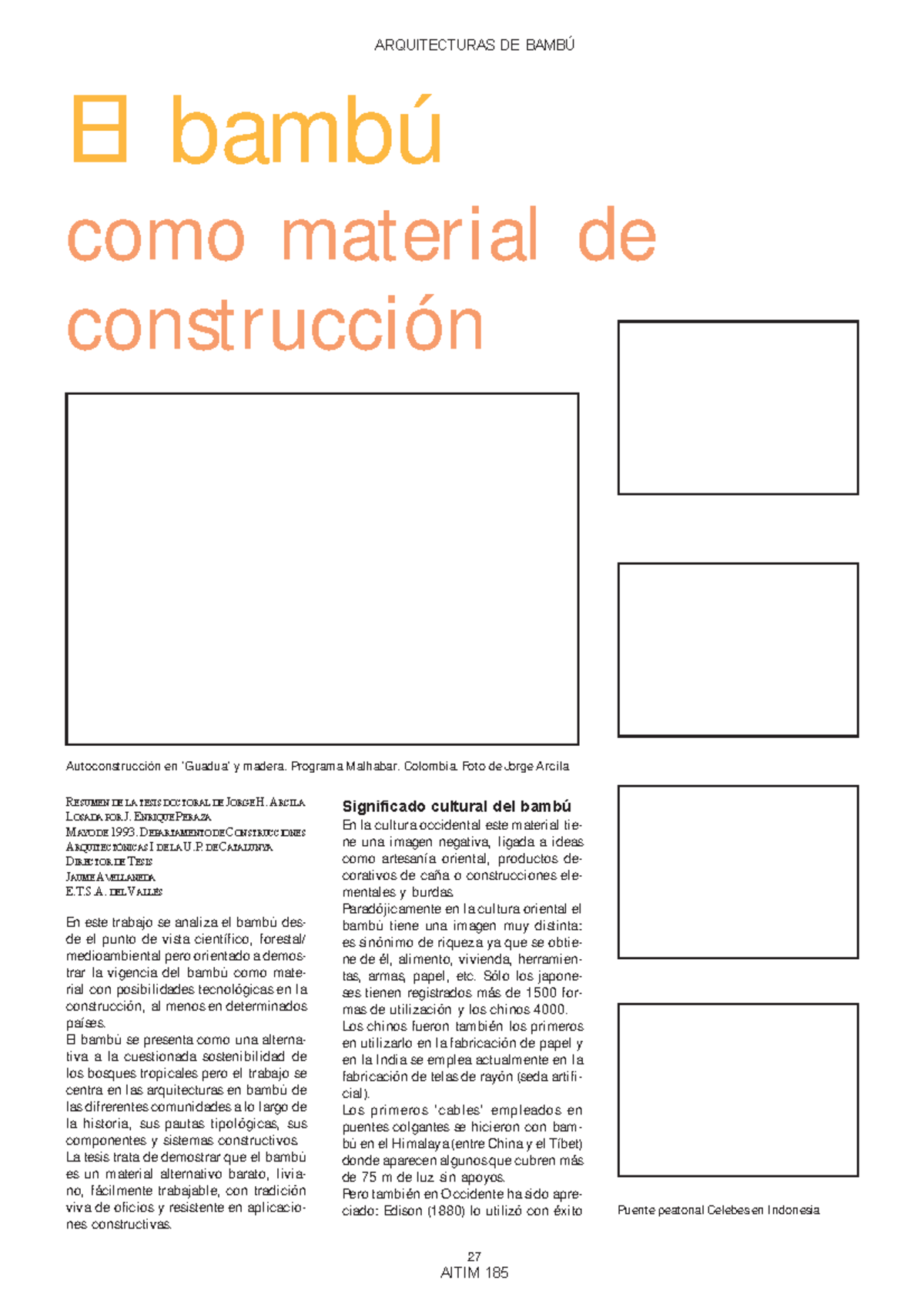 ARQUITECTURAS DE BAMBÚ: El Bambú como Material de Construcción - Studocu