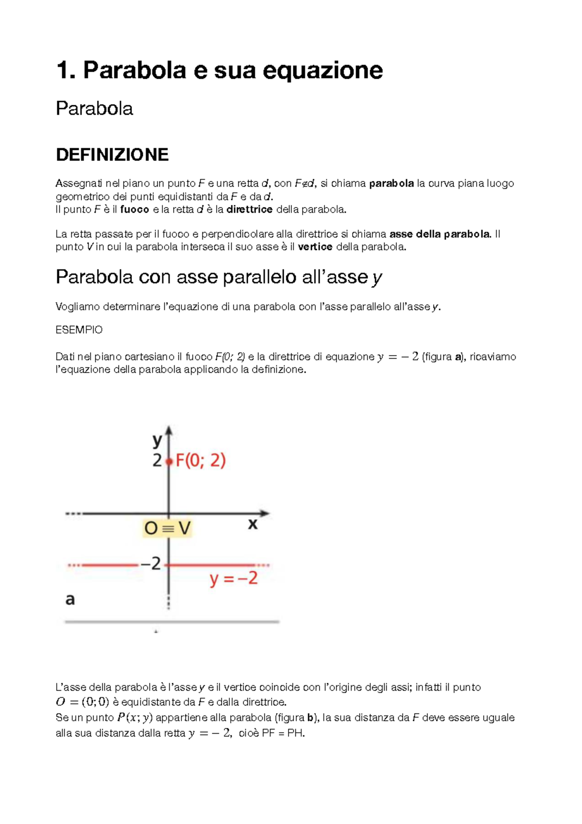 Capitolo 4 - Parabola: Definizione, Equazioni e Proprietà - Studocu