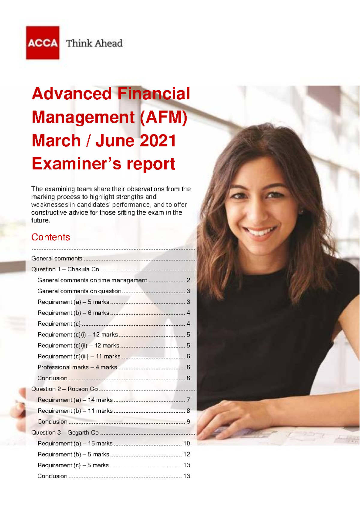 AFM MJ21 examiner's report - Advanced Financial Management (AFM) March ...