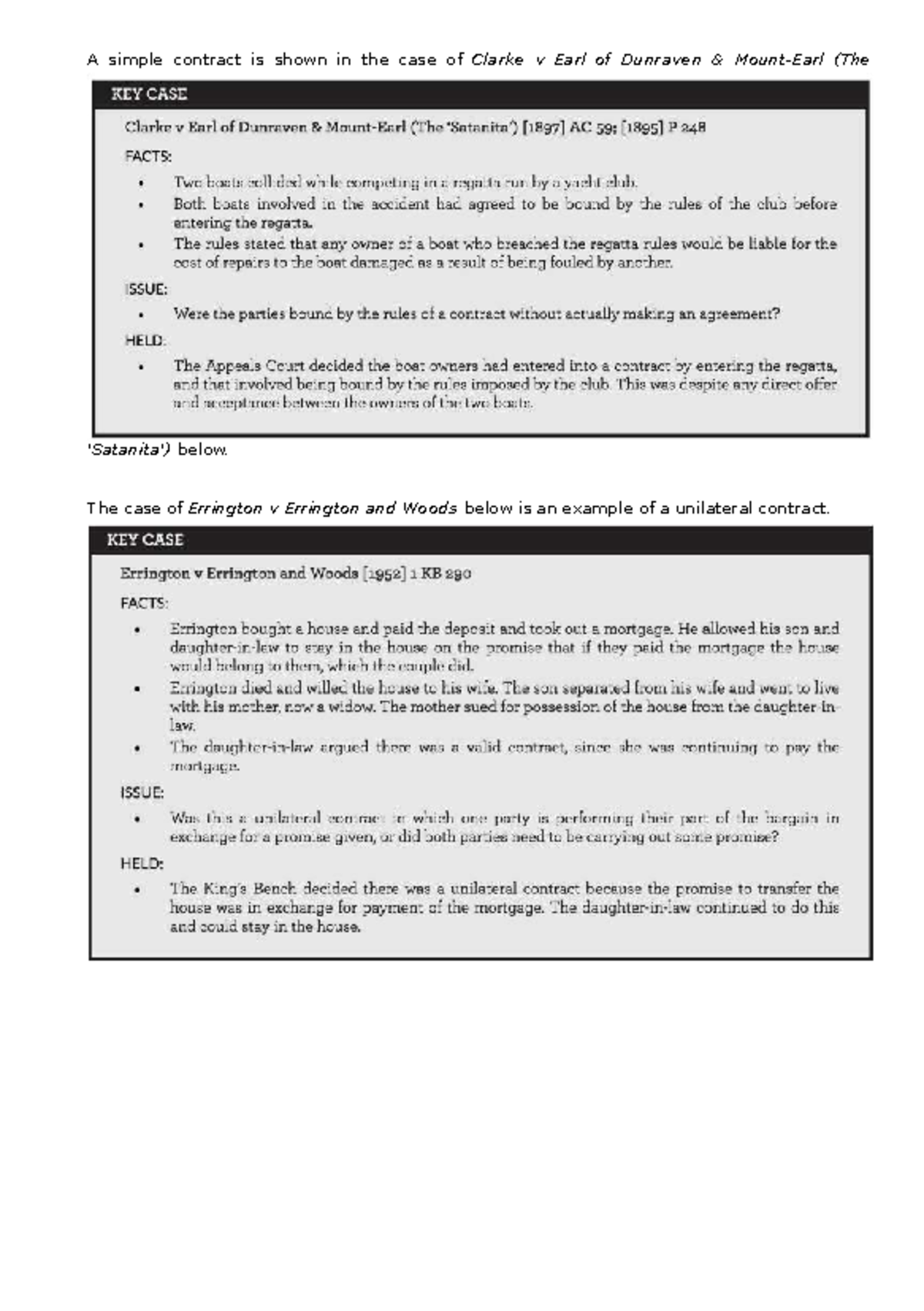 Contract Law Notes: Formation, Elements, and Key Cases (LAW101) - Studocu