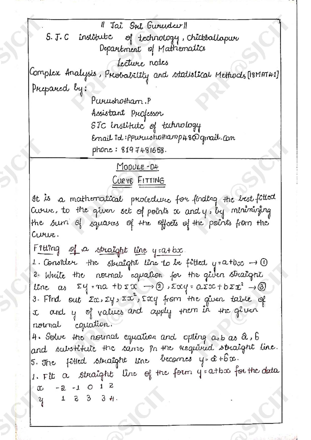 Maths Module 4 - Comprehensive Notes for IT C SJ - Studocu