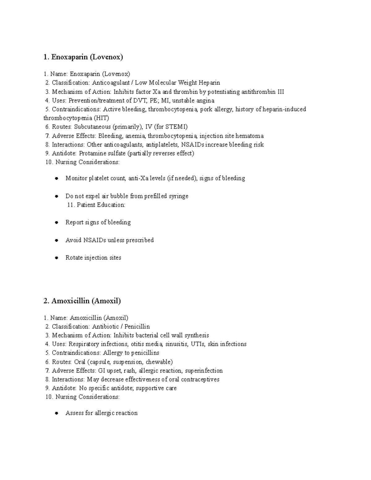 Drug Cards - Pharmacology Study Guide (PHARM 101) - Studocu