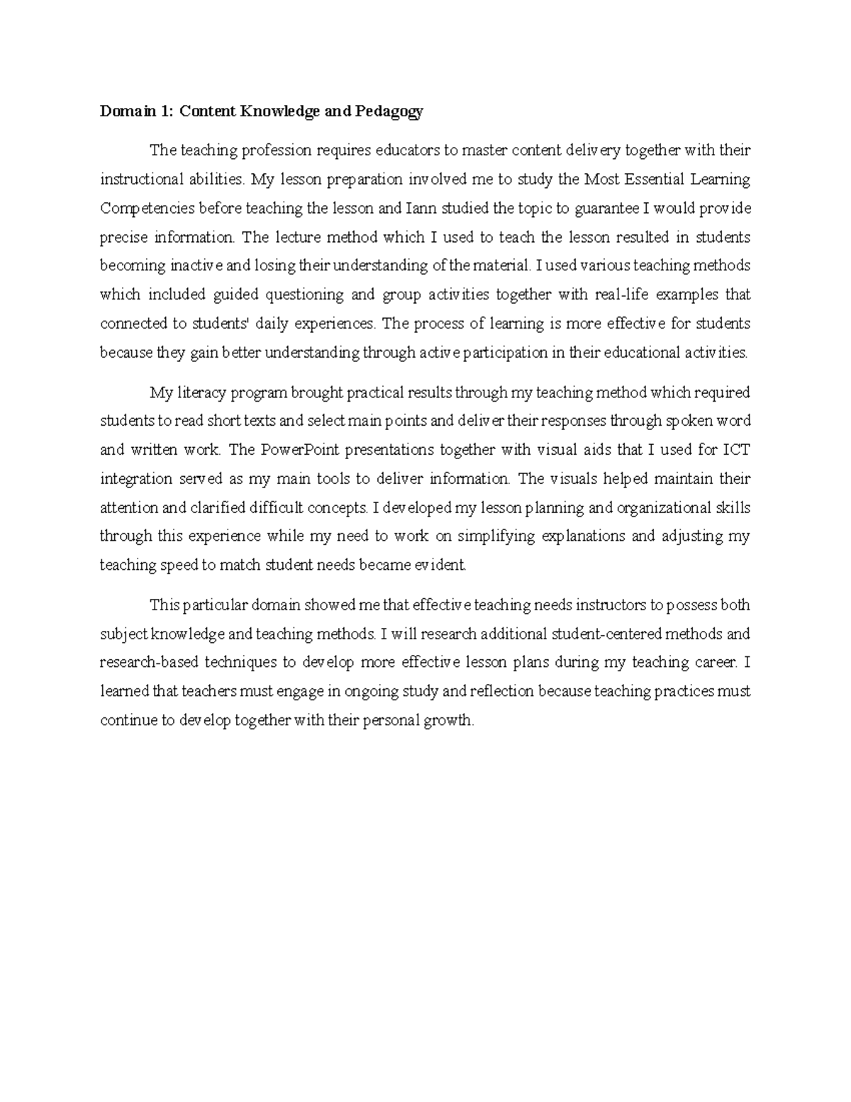 Domain 1: Content Knowledge & Pedagogy Insights - Studocu