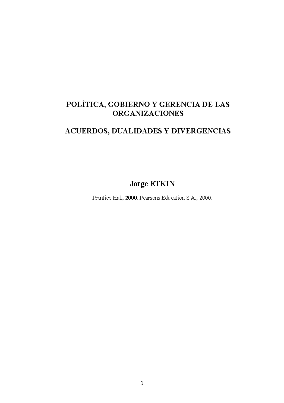 Política y Gerencia en las Organizaciones - J. Etkin (2000) - Document Preview