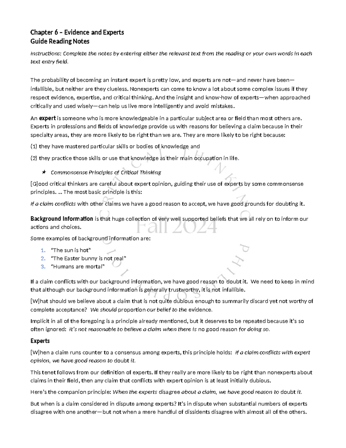 Chapter 6 Notes: Evidence and Experts (Course Code 002821824) - Studocu