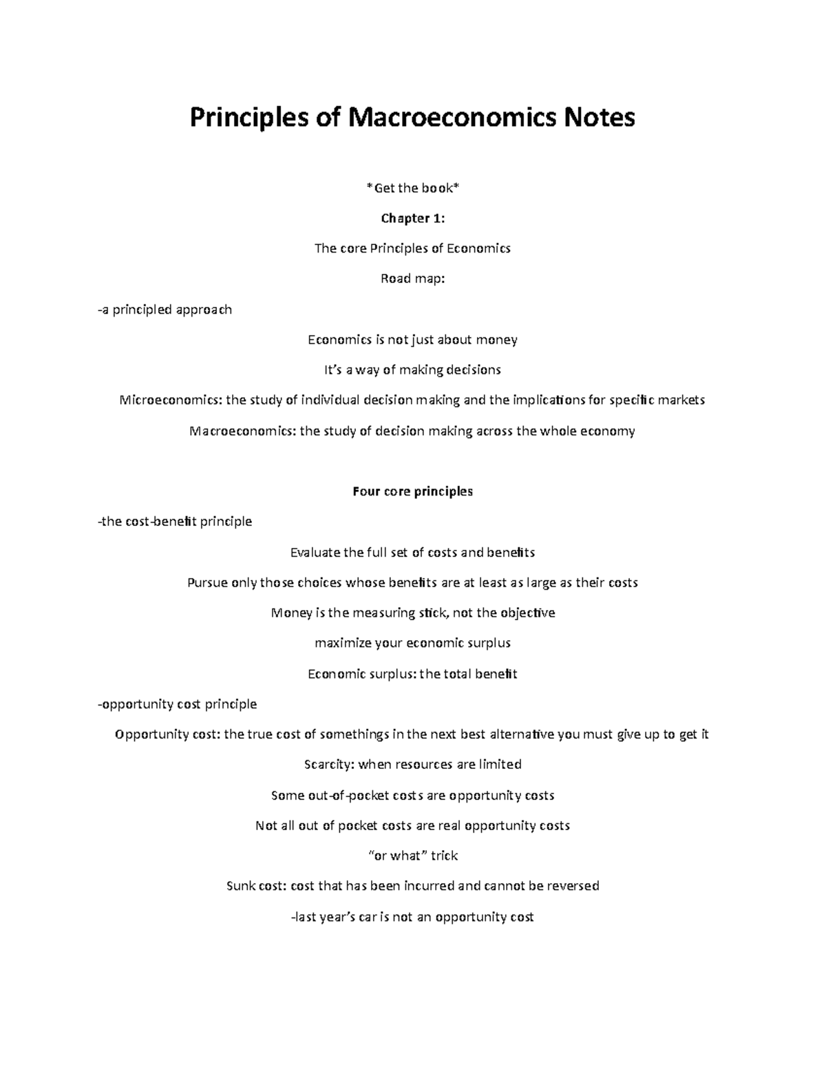 Macroeconomics Principles: Key Notes for ECON 101 Final Exam - Studocu