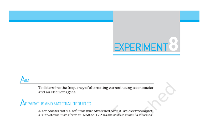 Lelm307 - Experiment on AC Frequency Measurement Using Sonometer - Studocu