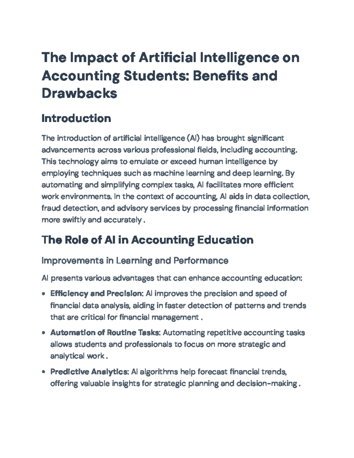 The Impact of AI on Accounting Students: Benefits & Challenges in ...