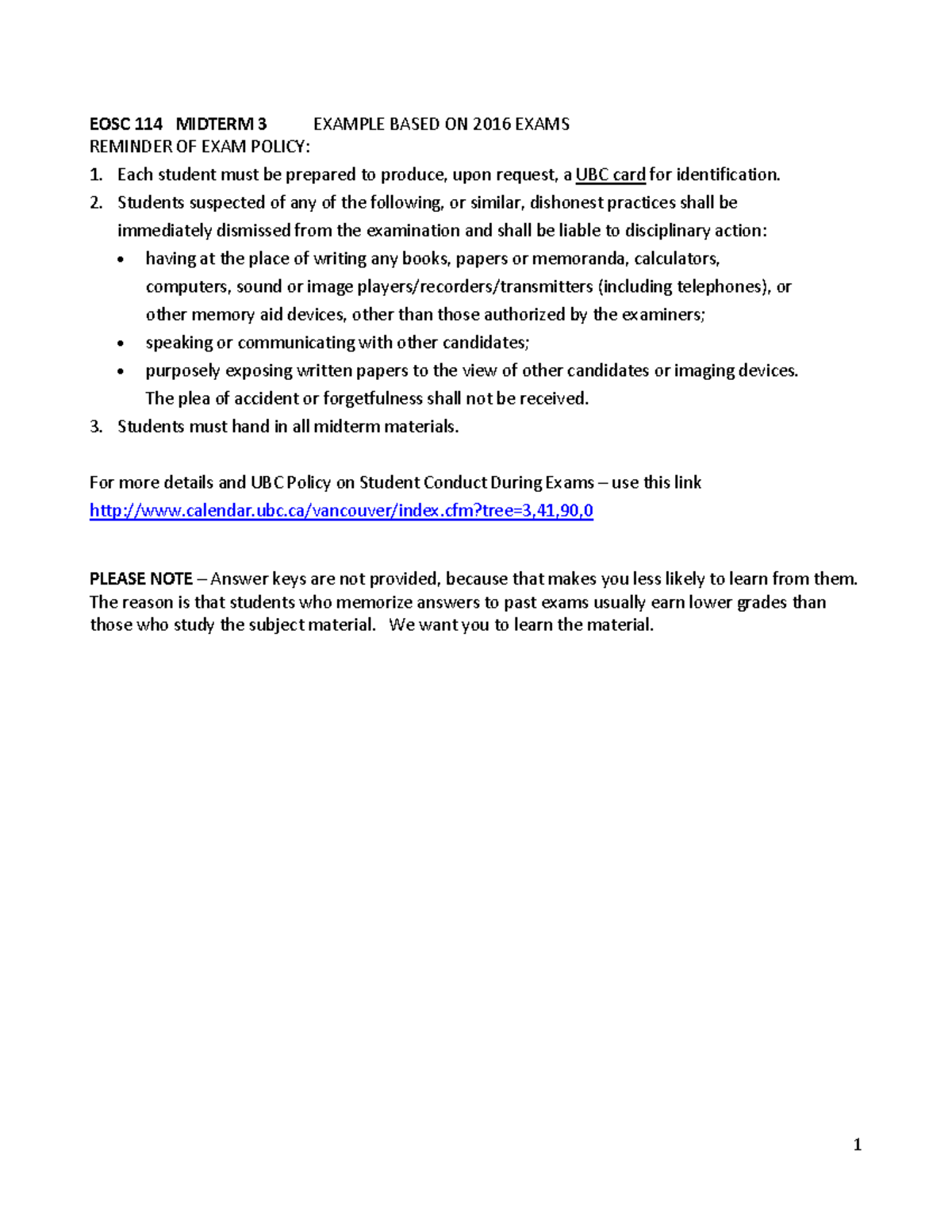 Practice Midterm 3 copy - EOSC 114 MIDTERM 3 EXAMPLE BASED ON 2016 ...