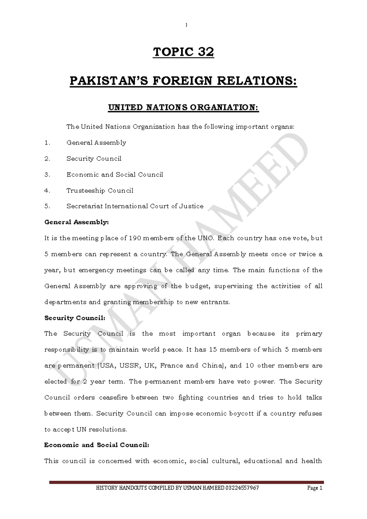 HIST 32: Overview of Pakistan's Foreign Relations and Key Organizations ...