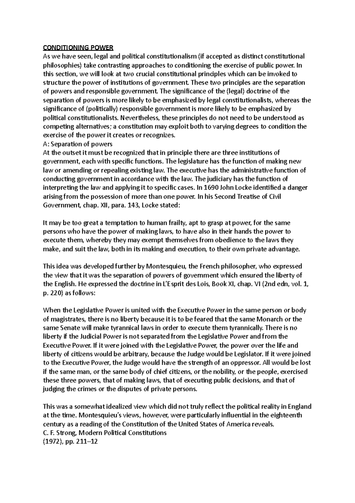 Conditioning Power - Lecture notes 3 - CONDITIONING POWER As we have ...