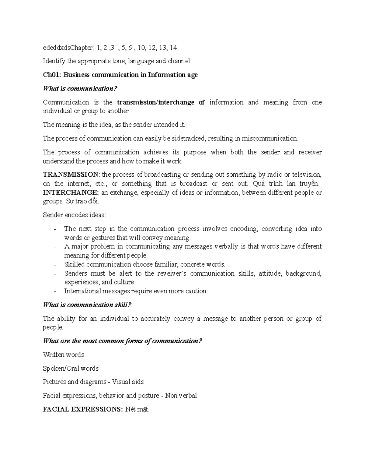 ESP121 Final Exam Notes on Business Communication Skills - Studocu