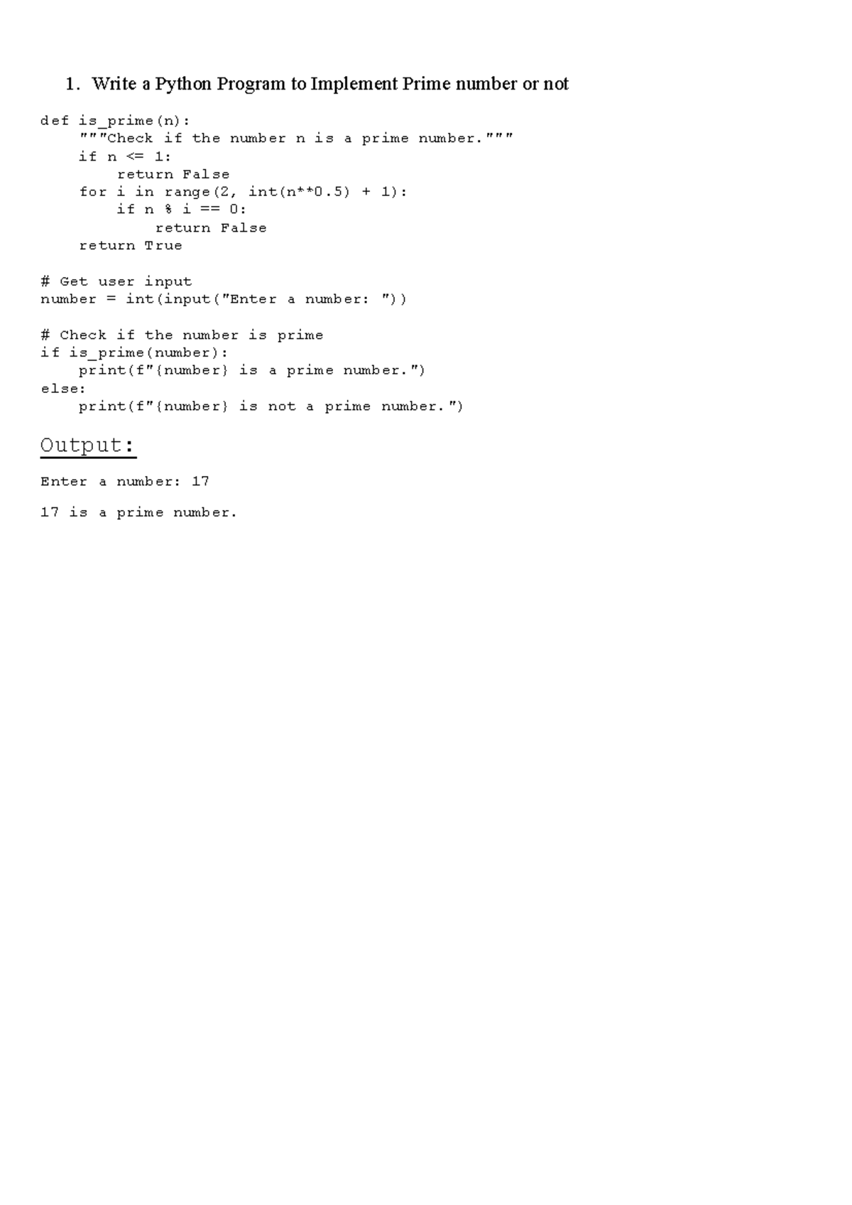 Python programs - 1. Write a Python Program to Implement Prime number ...