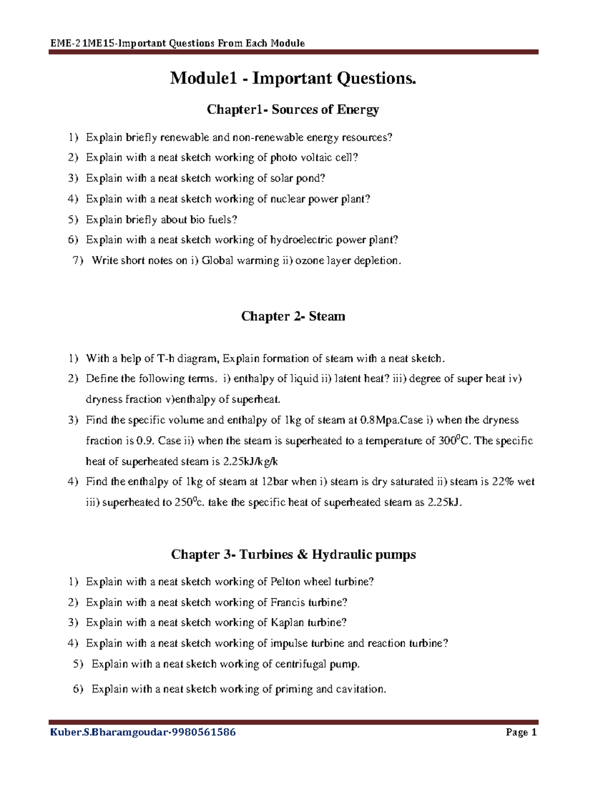 EME-21ME15 - Key Questions from Each Module by Kuber S.B. - Studocu