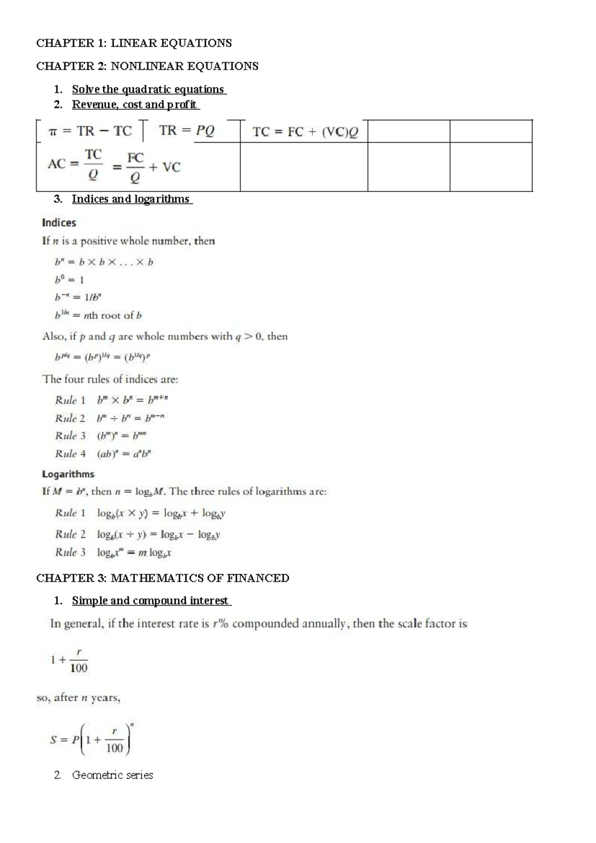 Review - Toan cao cap - CHAPTER 1: LINEAR EQUATIONS CHAPTER 2 ...