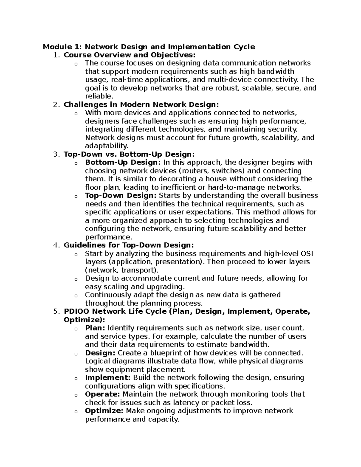 ITM 600 Midterm Summary: Network Design & Implementation Insights - Studocu