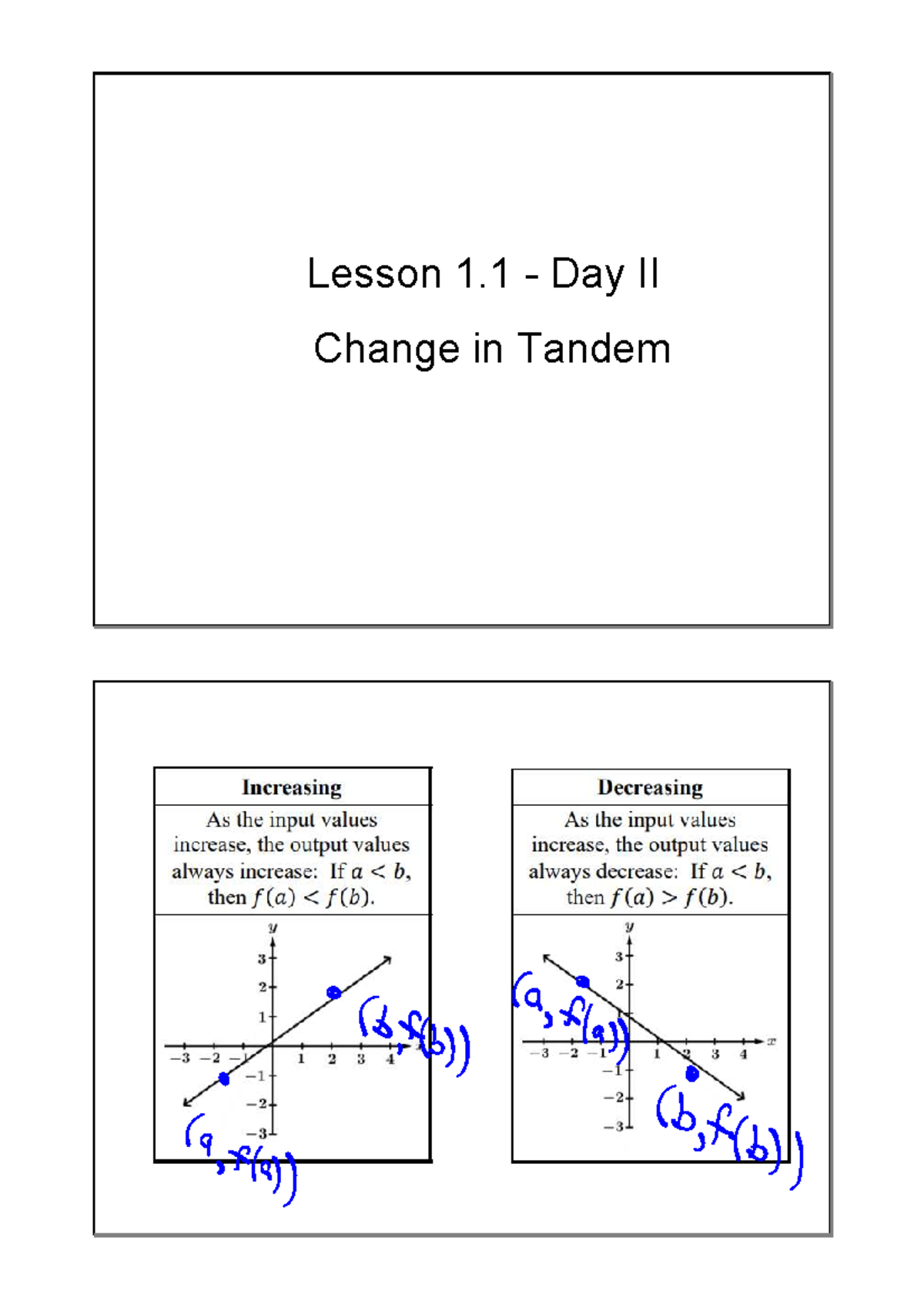 Lesson 1.1 Day II: Analyzing Graph Behavior - Increasing, Decreasing ...