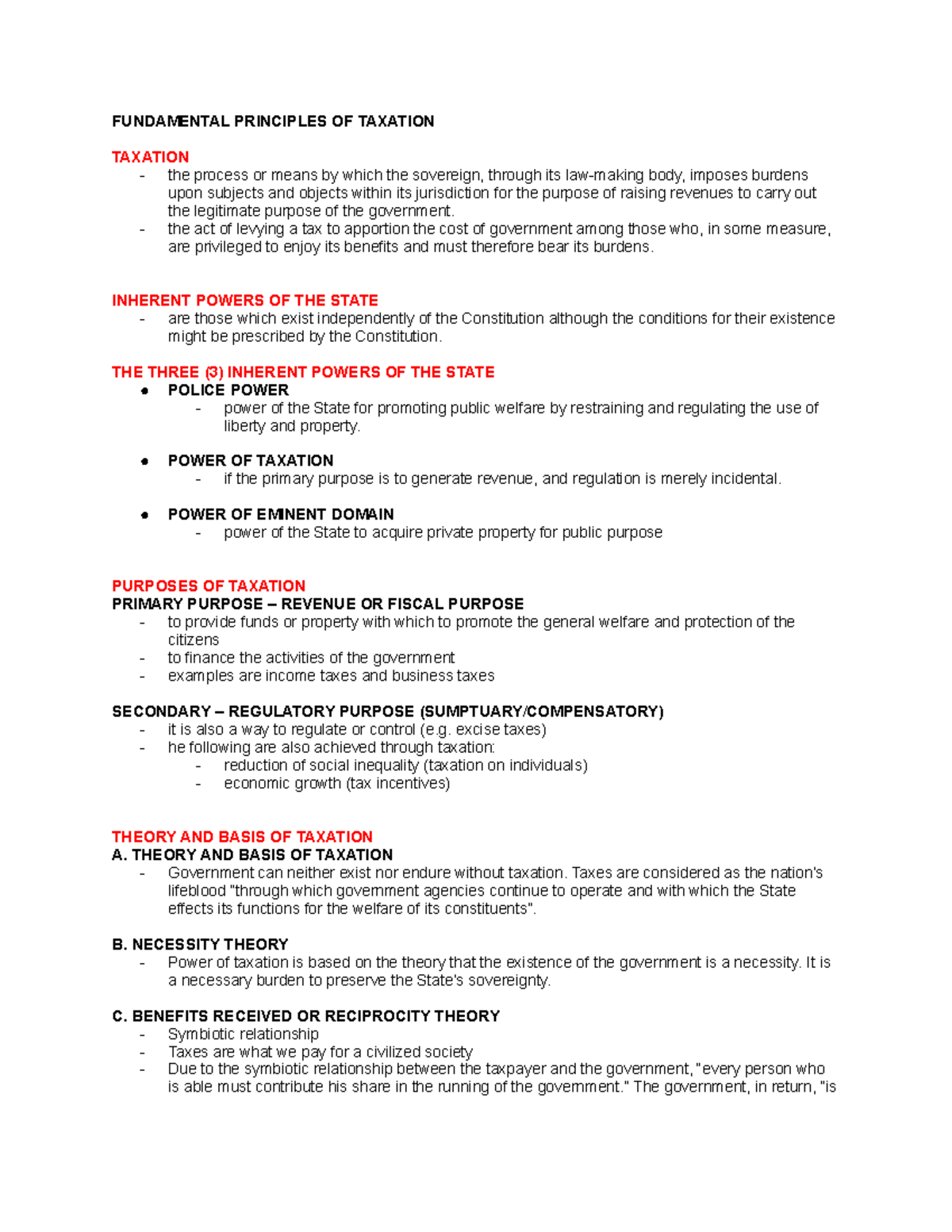 Taxation 101: Fundamental Principles and Inherent Powers of the State ...