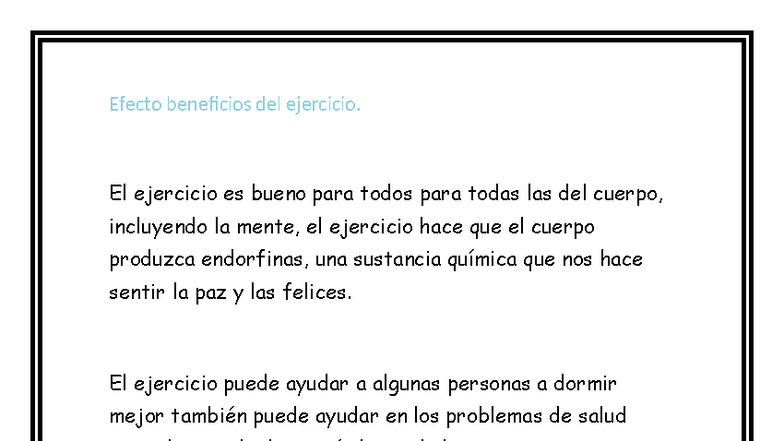 Beneficios del Ejercicio para la Salud Mental y Física - Studocu