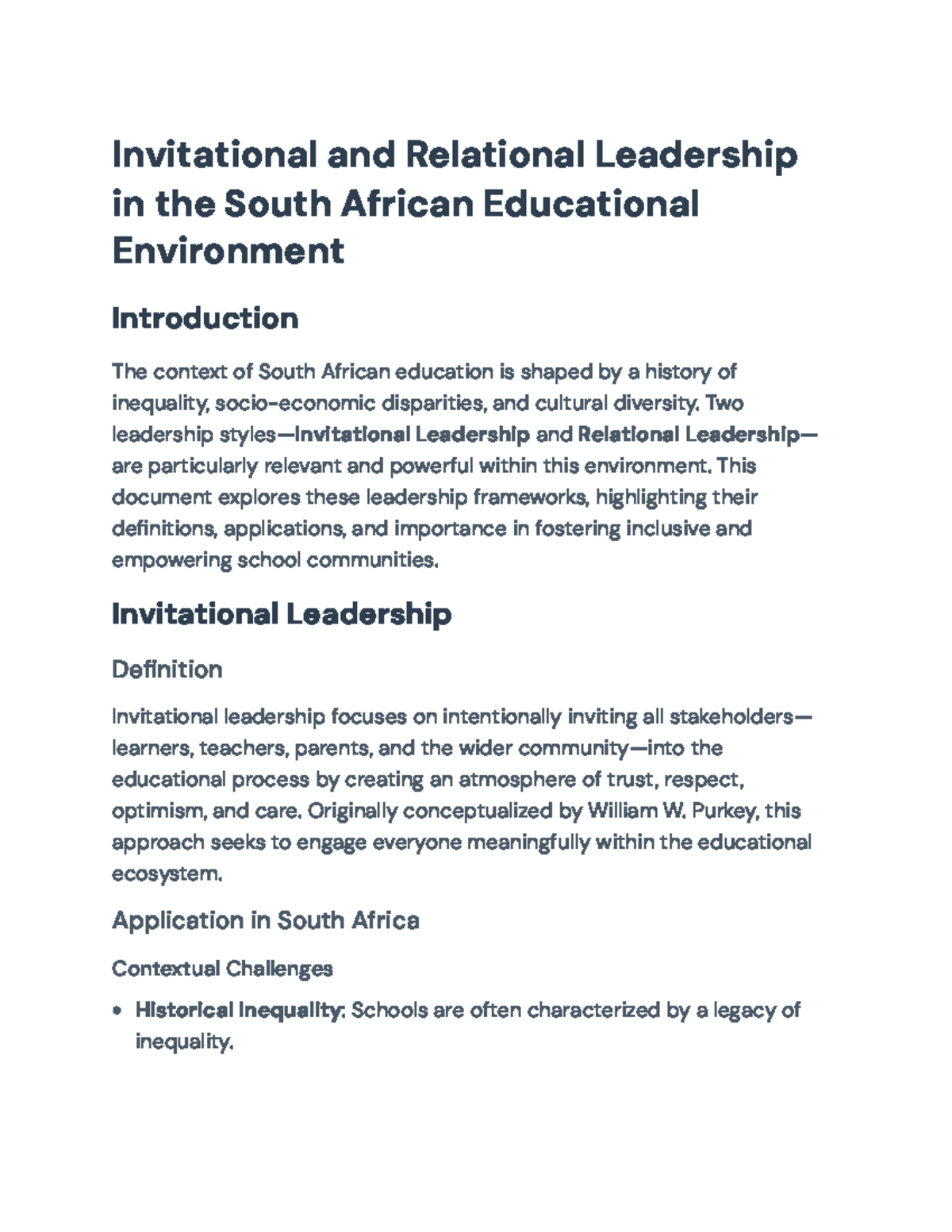 Invitational and Relational Leadership in South African Education ...