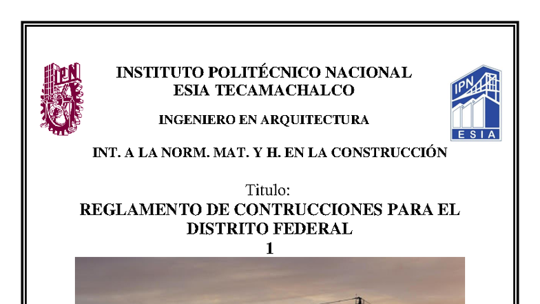 Reglamento de Construcciones para el DF 1 - Normas y Generalidades
