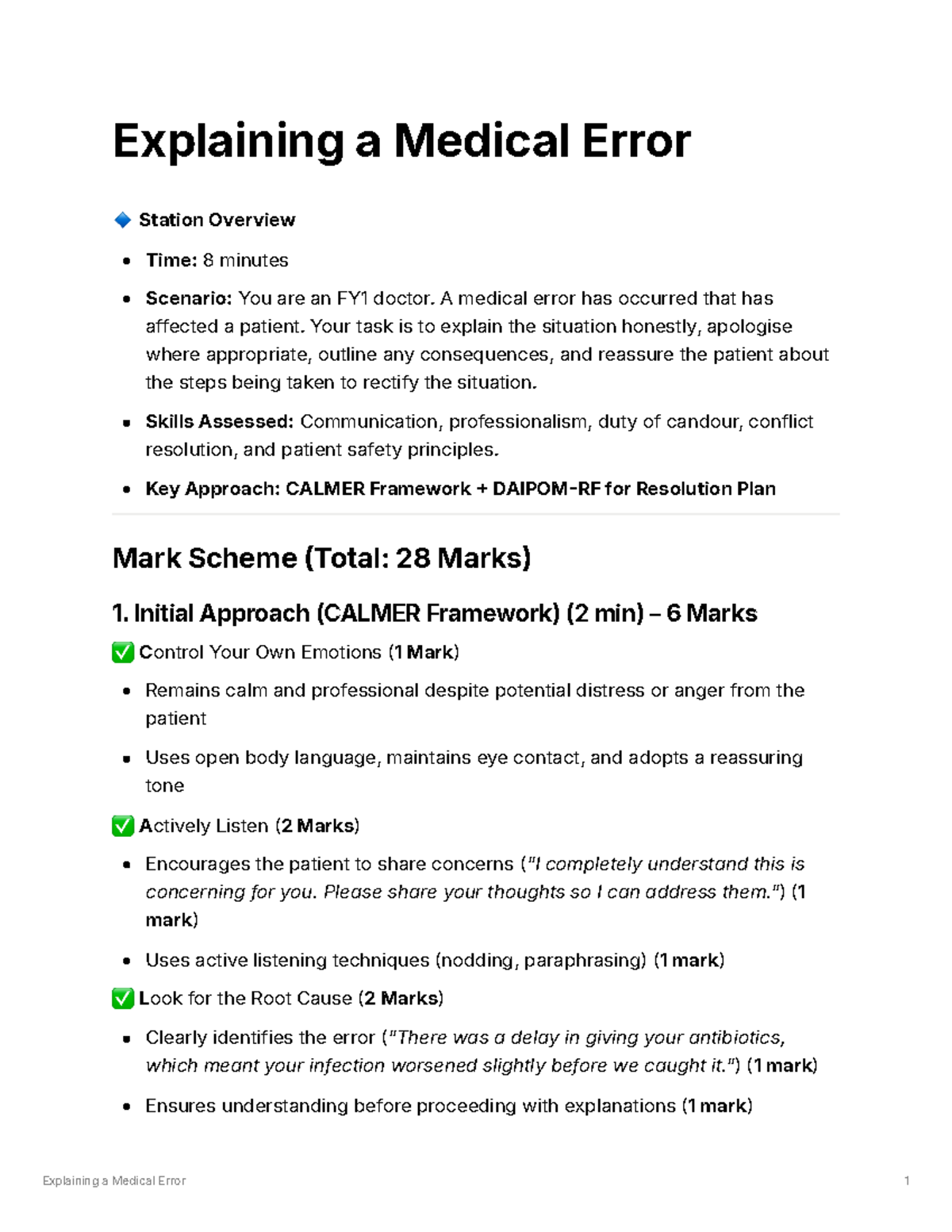11EB271D-FY1 Communicating a Medical Error Effectively - Studocu
