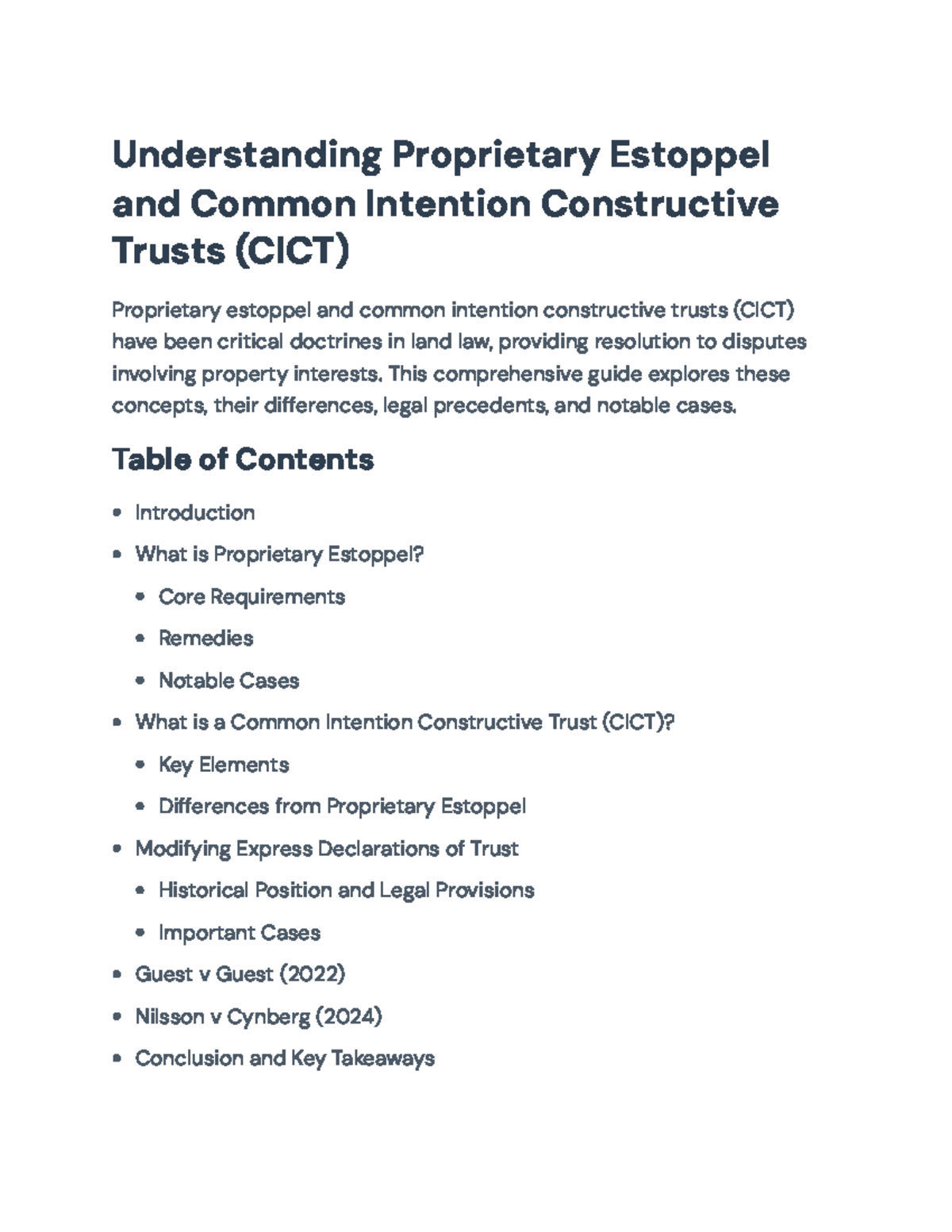 Proprietary Estoppel & CICT: A Comprehensive Guide to Land Law Concepts ...