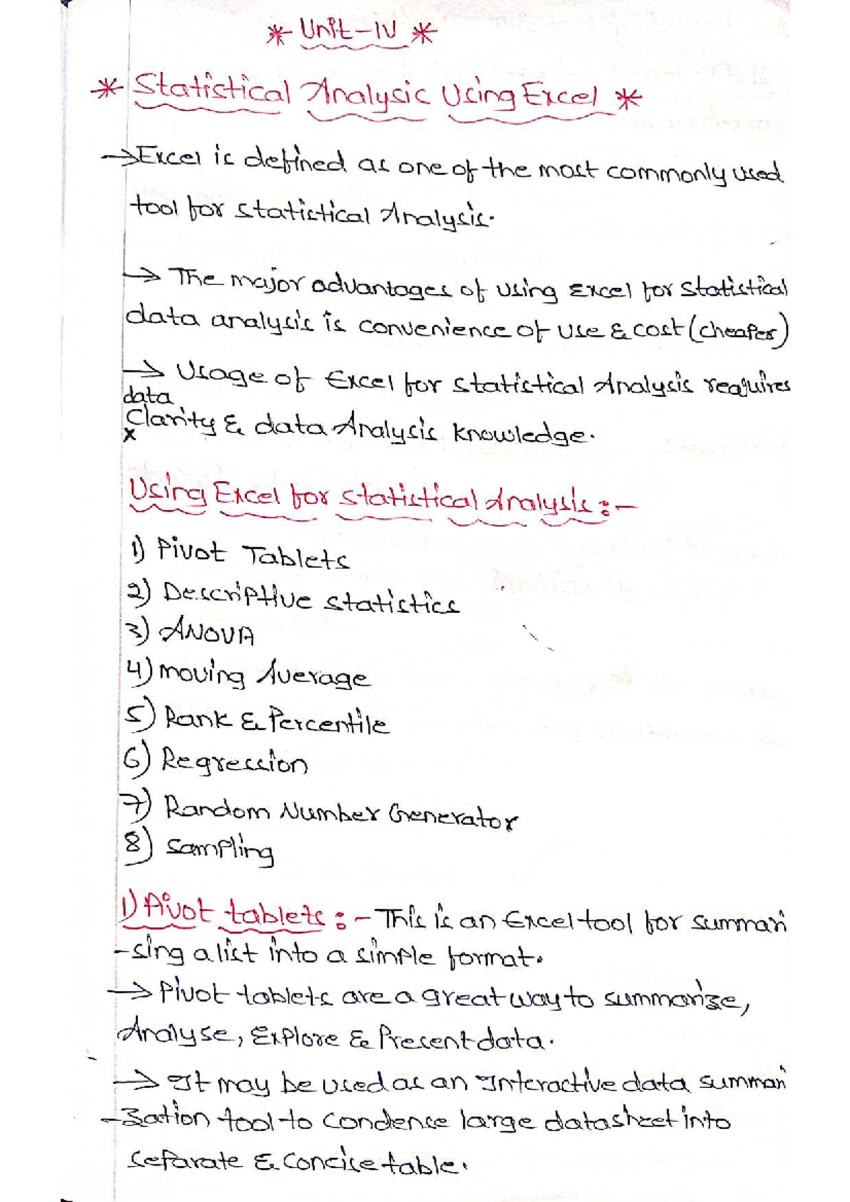 Statistical Analysis Techniques Using Excel and SPSS - Unit-4 BSRM ...