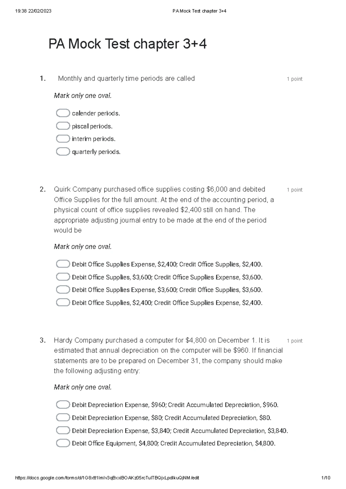 Practice Quiz Chap 33,34,35 - Started on Friday, 31 December 2021, 9:43 ...