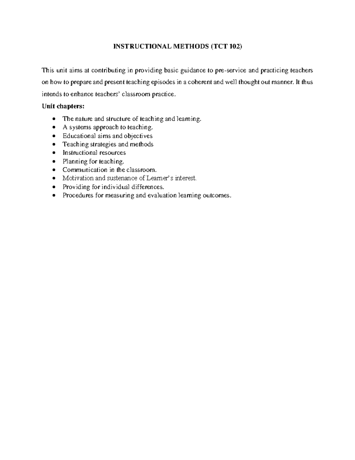 TAP 102 - Instructional Methods: Enhancing Teaching and Learning - Studocu