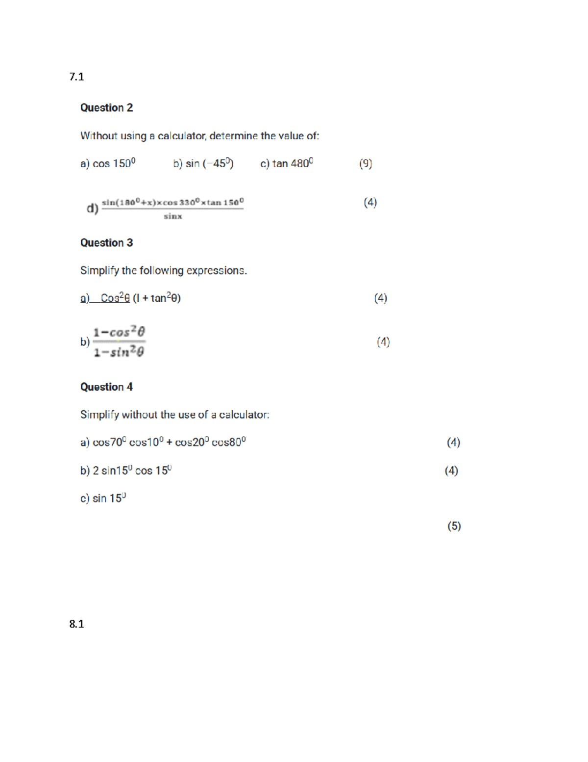 Math 101: Trigonometric Identities and Circle Theorems - Studocu